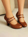 Lederne Mary-Jane Schuhe mit Blockabsatz