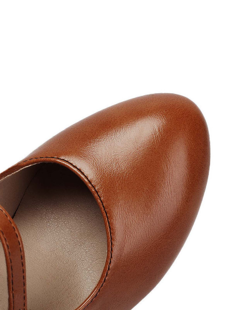 Lederne Mary-Jane Schuhe mit Blockabsatz