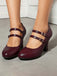 Lederne Mary-Jane Schuhe mit Blockabsatz