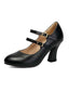 Leder Mary Jane Pumps mit Blockabsatz