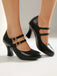 Lederne Mary-Jane Schuhe mit Blockabsatz