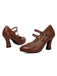 Lederne Mary-Jane Schuhe mit Blockabsatz