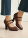 Lederne Mary-Jane Schuhe mit Blockabsatz