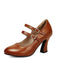 Lederne Mary-Jane Schuhe mit Blockabsatz