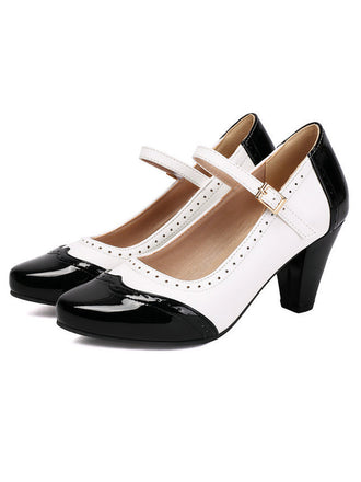 Leder-Schuhe mit Farbblock und Patent