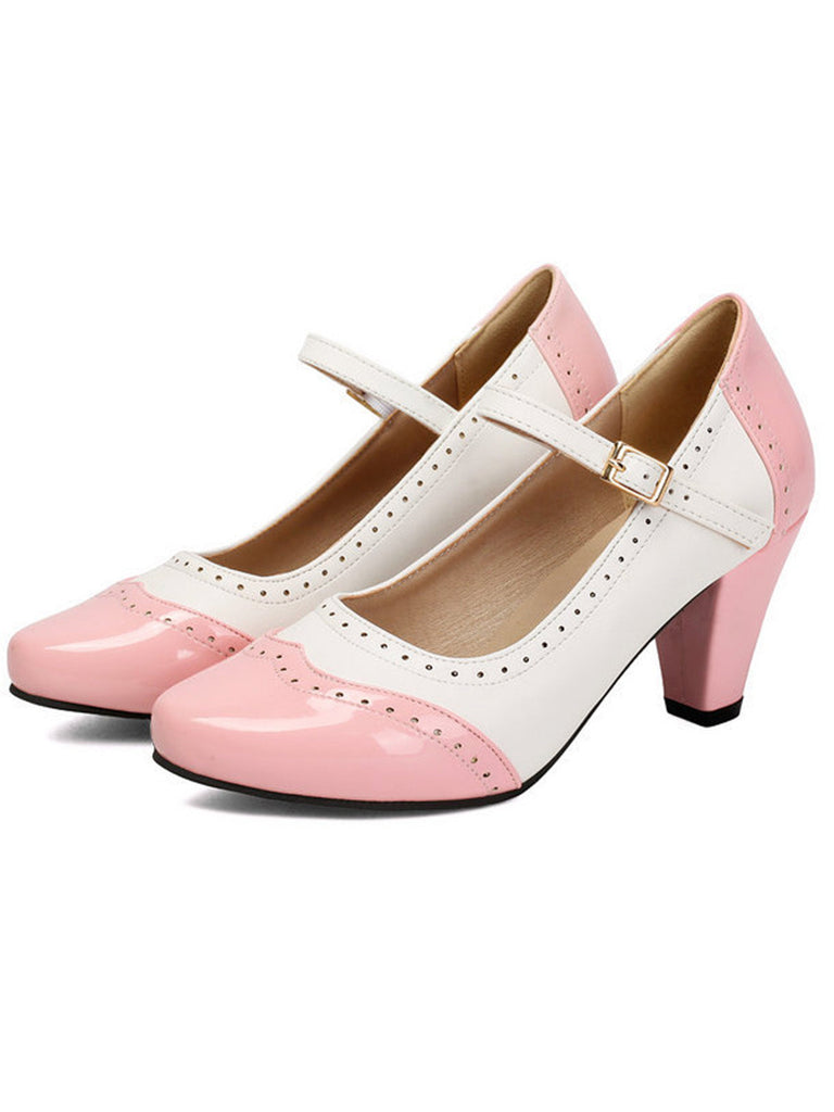 Leder-Schuhe mit Farbblock und Patent
