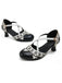 Zweifarbige Schuhe mit Kittenabsatz und Mary Jane