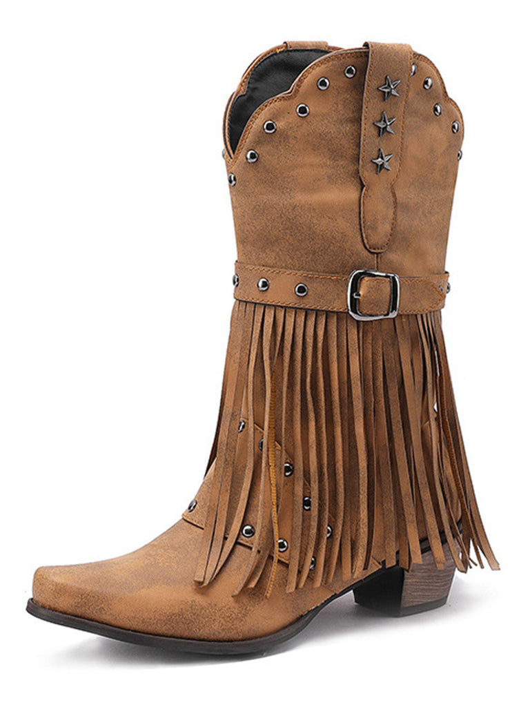 Boots mit Spitz und Quaste