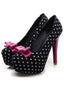 Polka-Dot Plateau-Pumps mit Schleife und Stilettoabsatz