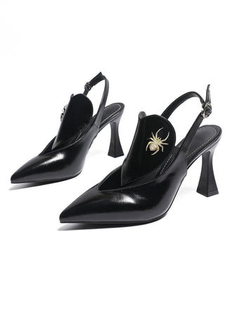Schwarze Pumps mit Spitz und Slingback