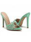 Vintage High-Heel-Sandaletten mit Ringdetail und Raffungen