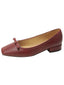 Bordeauxrote Vintage Ballerinas mit Schleife und eckiger Spitze