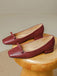 Burgunderrote Vintage Ballerinas mit Schleife und Zehen