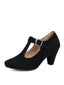 Vintage Mary-Jane Schuhe aus Wildleder mit T-Riemen und Blockabsatz