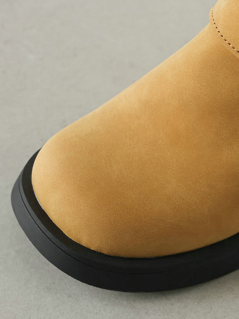 Mehrfarbige Boots mit Blockabsatz und Schnalle