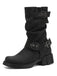 Mehrfarbige Boots mit Blockabsatz und Schnalle