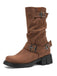 Mehrfarbige Boots mit Blockabsatz und Schnalle