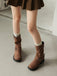 Mehrfarbige Boots mit Blockabsatz und Schnalle