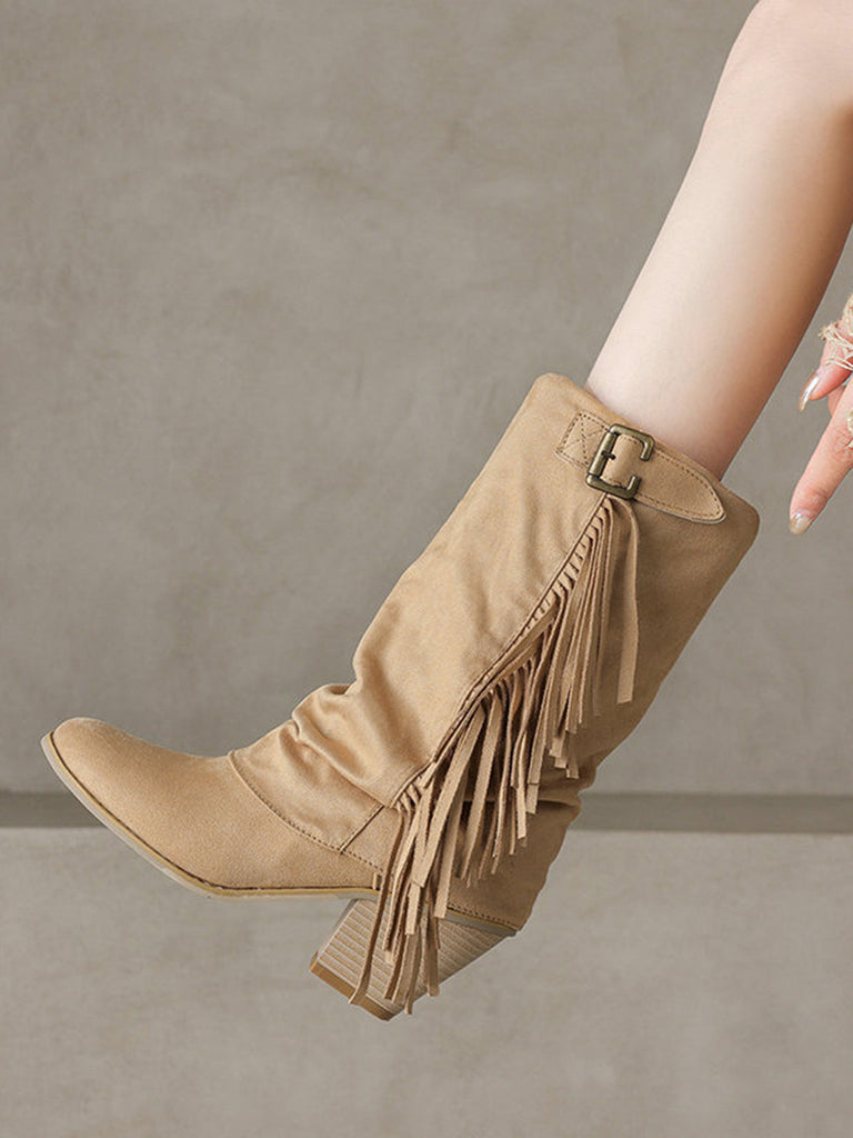 Vintage Boots mit Fransen und Mid