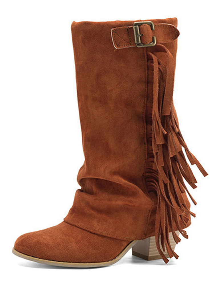 Vintage Boots mit Fransen und Mid