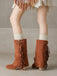Vintage Boots mit Fransen und Mid