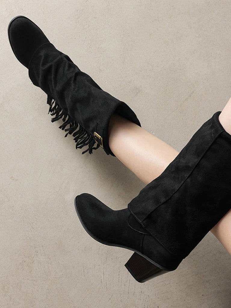 Vintage Boots mit Fransen und Mid