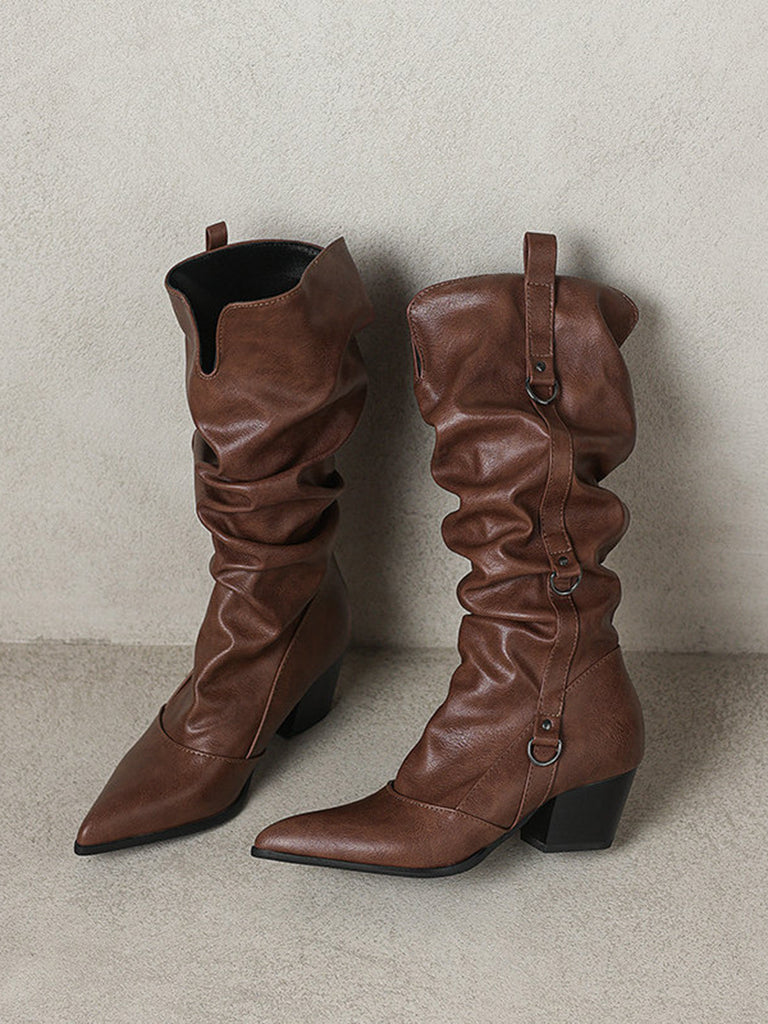 Vintage Boots mit Spitz und Hoch