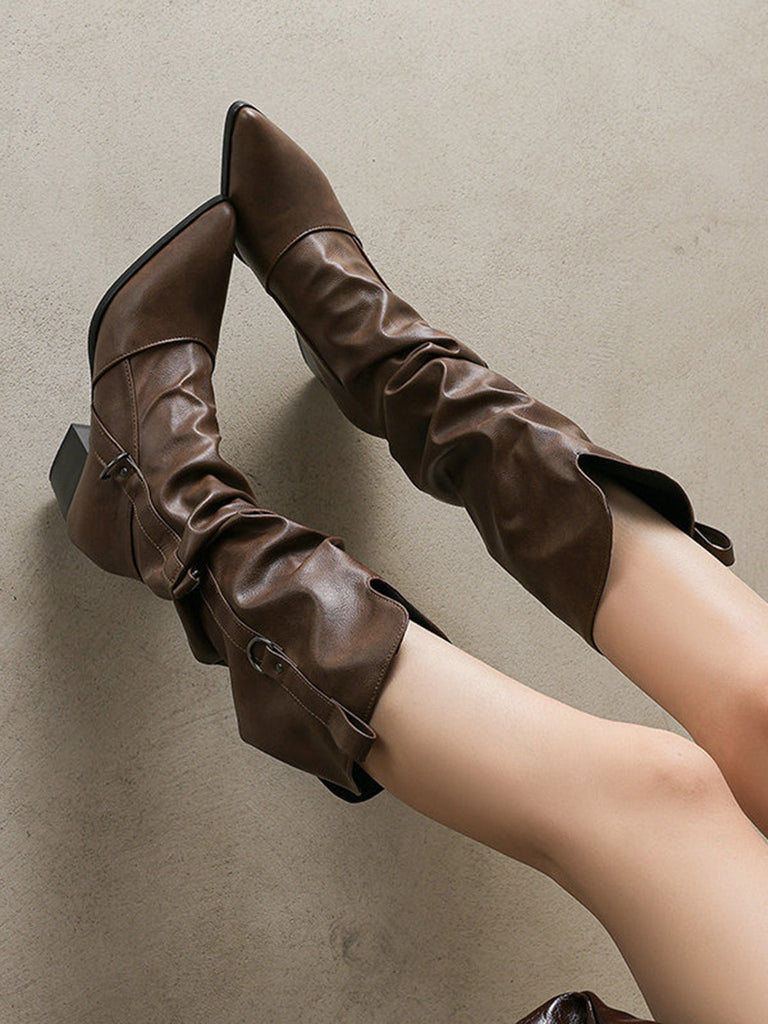 Vintage Boots mit Spitz und Hoch