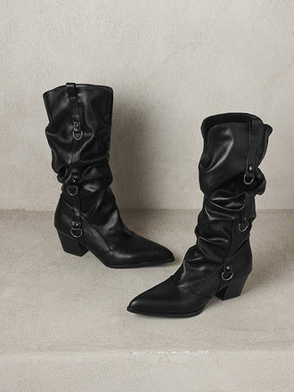Vintage Boots mit Spitz und Hoch