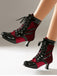 Vintage-Stiefeletten mit Samt und Lackleder