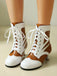 Viktorianische Brogue-Boots mit Schnürung und Mittelabsatz