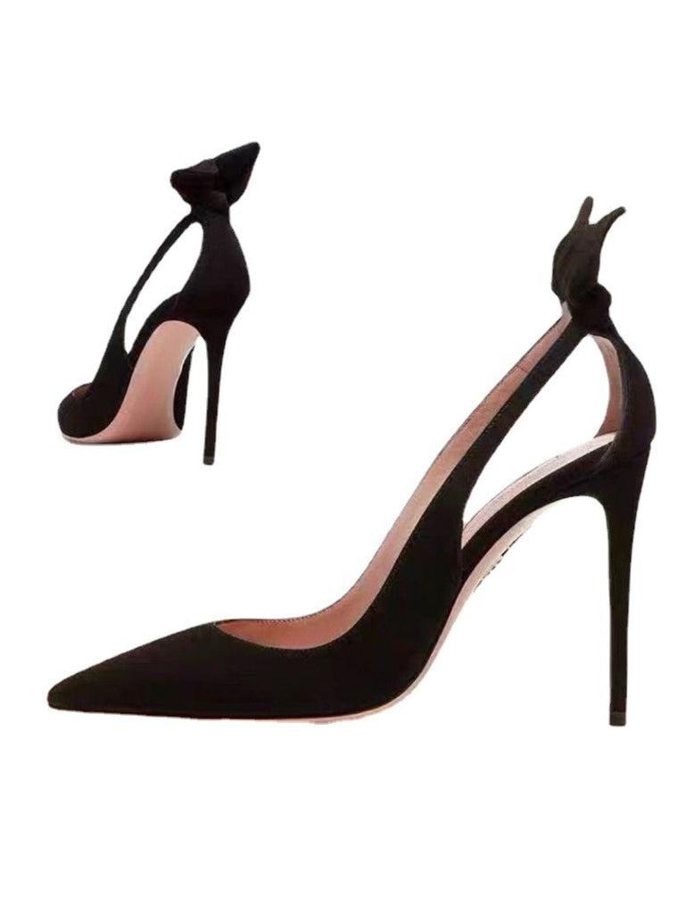Schwarze Pumps mit Schleife und Samt