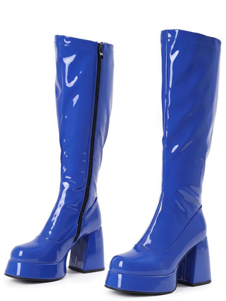 Plateau-Stiefeletten mit runder Spitze und Blockabsatz
