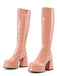 Plateau-Stiefeletten mit runder Spitze und Blockabsatz