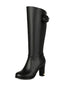 Kniehohe Reiterstiefel mit Schnalle und Blockabsatz