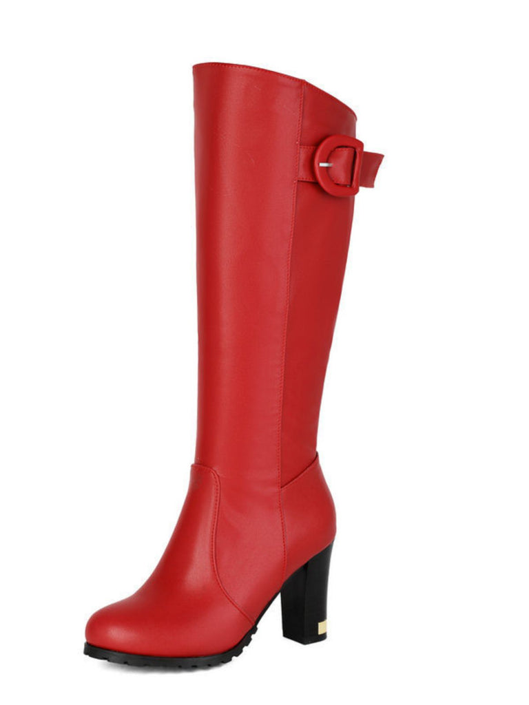 Boots mit Blockabsatz und Schnalle