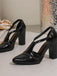 Vintage Pumps mit Blockabsatz und T-Riemchen