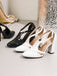 Vintage Pumps mit Blockabsatz und T-Riemchen