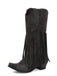 Schwarze Boho-Westernstiefel mit Fransen und Blockabsatz