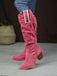 Wildleder-Stiefel mit Fransen, Nieten und Blockabsatz
