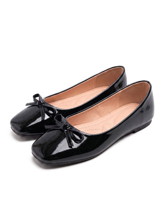 Vintage Ballerina-Schuhe mit Schleife und eckiger Spitze