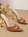 Braune Kroko-Stiletto-Mules