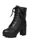 Leder-Combat-Boots mit Schnürung und Blockabsatz