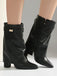 Wadenhohe Vintage-Stiefel in Velourslederoptik mit Blockabsatz