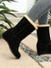 Vintage Stiefeletten in Veloursoptik mit Keilabsatz und Teddybesatz