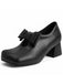 Schwarze Vintage Mary-Jane-Pumps mit Schleife und Blockabsatz