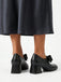 Schwarze Vintage Mary-Jane-Pumps mit Schleife und Blockabsatz