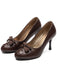 Dunkelbraune Pumps mit Schleife und Stilettoabsatz