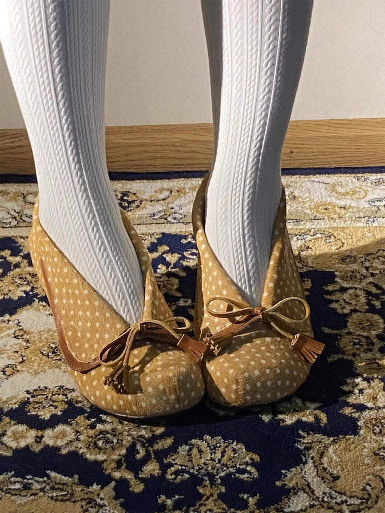 Vintage Pumps mit Polka-Dots und Quasten-Schleife