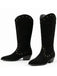 Schwarze beflockte Westernstiefel mit Nieten und spitzer Kappe